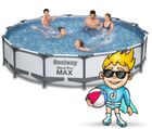 Bestway, basen stelażowy z pompą filtrującą i akcesoriami, okrągły, 107-457 cm, zestaw 18w1