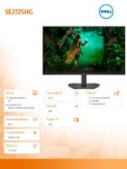 Dell, monitor, SE2725HG, 27" AMD FreeSync Premium 200Hz Full HD (1920-1080), 16:9, 2xHDMI, DP, 3Y AES&PPE