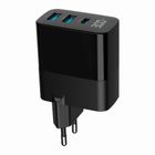 Gembird, szybka ładowarka sieciowa, 3-portowa, USB-A + USB TYP-C, 30W, LCD, czarna