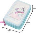 Girabrilla, piórnik rozkładany, potrójny, z wyposażeniem, jednorożec, błękitny