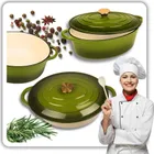 Hage, brytfanna żeliwna, emaliowana, gęsiarka, oliwkowa, 6l