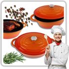 Hage, emaliowana brytfanna żeliwna, gęsiarka, pomarańczowa, 6l