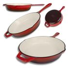 Hage, patelnia żeliwna, emaliowana, czerwona, 26 cm