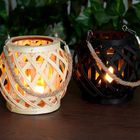 Home Styling Collection, lampion, bambusowy z jutowym uchwytem, naturalny