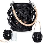 Home Styling Collection, lampion na świeczkę, bambusowy, czarny, 14,5-14 cm