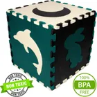 Humbi, mata piankowa, puzzle, kształty zoo, czarny kremowy ciemnozielony, 120-120 cm