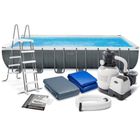 Intex, basen stelażowy z pompą filtrującą i akcesoriami, prostokątny, 732-366-132 cm, zestaw 8w1