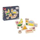 Janod, klocki drewniane, kolorowe, przeźroczyste, sensoryczne