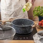 Kinghoff, garnek marmurowy z koszem do smażenia, 4l, kh-1985