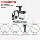 Klausberg, sokowirówka, wyciskarka wolnoobrotowa, srebrna, KB-7863
