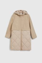 Kurtka damska z kapturem, beżowa, Moodo