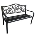 Lean Toys, ławka ogrodowa, metalowa, zdobiona, czarna, 127 cm