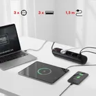 Maclean, listwa zasilająca, 3 gniazda, 3xUSB, 110-240V AC, 50/60HZ, 2.1A MAX 2500W, czarna, 1,5m