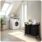 Massido, kosz na pranie, dwukomorowy na stelażu, 80l