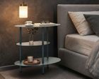 Mauro Ferretti, Saturn, stolik nocny, metalowy, morski, 49,5-27,5-49,5 cm