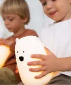 Miś, lampka silikonowa z pilotem, duża, biała