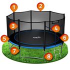 Neo-Sport, trampolina ogrodowa z siatką zewnętrzną i drabinką, 14ft/435 cm
