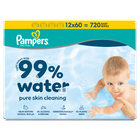 Pampers, 99% Water, chusteczki nawilżane dla dzieci, 12-60 szt.