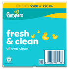 Pampers, Fresh Clean, chusteczki nawilżane dla dzieci, 9-80 szt.