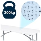 Plonos, zestaw cateringowy ogrodowy składany stół + 2 ławki, biały, 180 cm