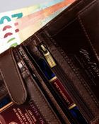 Portfel, brązowy, skórzany, Peterson