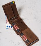 Portfel, brązowy, skórzany, Peterson