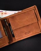 Portfel, brązowy, skórzany, Peterson