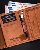 Portfel, brązowy, skórzany, Peterson