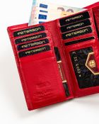 Portfel, czerwony, skórzany, RFID, Peterson