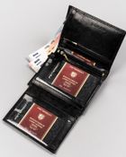 Portfel na karty, czarny, skórzany, RFID, Peterson