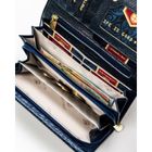 Portfel, niebieski, skóra naturalna i ekologiczna, Peterson