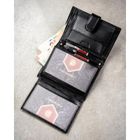 Portfel z brelokiem, czarny, skórzany, Peterson