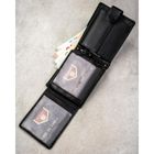 Portfel z brelokiem, czarny, skórzany, Peterson