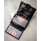 Portfel z brelokiem, czarny, skórzany, Peterson