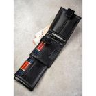 Portfel z brelokiem, czarny, skórzany, Peterson