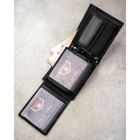 Portfel z brelokiem, czarny, skórzany, Peterson