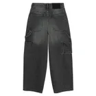 Regulowane grafitowe jeansy unisex o kroju super baggy NOWEAR