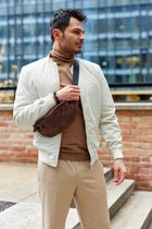 Saszetka na biodro, nerka, brązowa, skórzana, Peterson