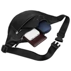 Saszetka na biodro, nerka, czarna, skórzana, Rovicky