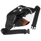 Saszetka na biodro, nerka, czarna, skórzana, Rovicky