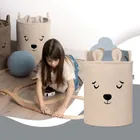 Sipo, Miś, kosz na zabawki XL, premium boucle, zamykany na ściągacz, beżowy