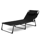 Składane łóżko turystyczne z materacem, czarne, 68-200 cm