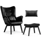 Sofotel, Norse, fotel uszak do karmienia z podnóżkiem, czarny