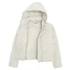 Szara ocieplana kurtka z kapturem cropped NOWEAR