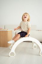 tupti.wood, 3w1: mały bujak montessori + mała zjeżdżalnia, chmurki + blat, szary