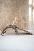 tupti.wood, 3w1: mały bujak montessori + mała zjeżdżalnia, drabinka + blat, szary