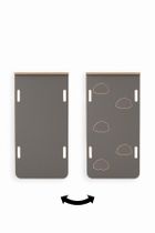 tupti.wood, 3w1: mały bujak montessori z uchwytami + mała zjeżdżalnia, chmurki + blat - szary