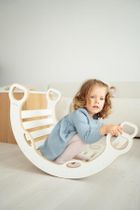 tupti.wood, 3w1: mały bujak montessori z uchwytami + mała zjeżdżalnia, drabinka + blat