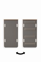 tupti.wood, 3w1, mały bujak montessori z uchwytami, szary + mała zjeżdżalnia, drabinka + blat, szary