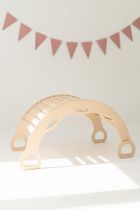 tupti.wood, duży bujak montessori z uchwytami + duża zjeżdżalnia, chmurki, naturalny